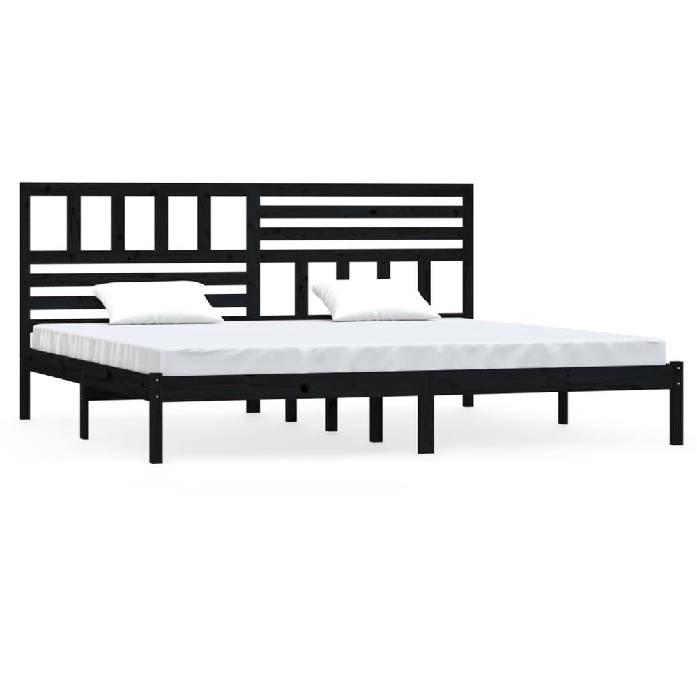 vidaXL Lit en bois massif noir pin 200x200 cm
