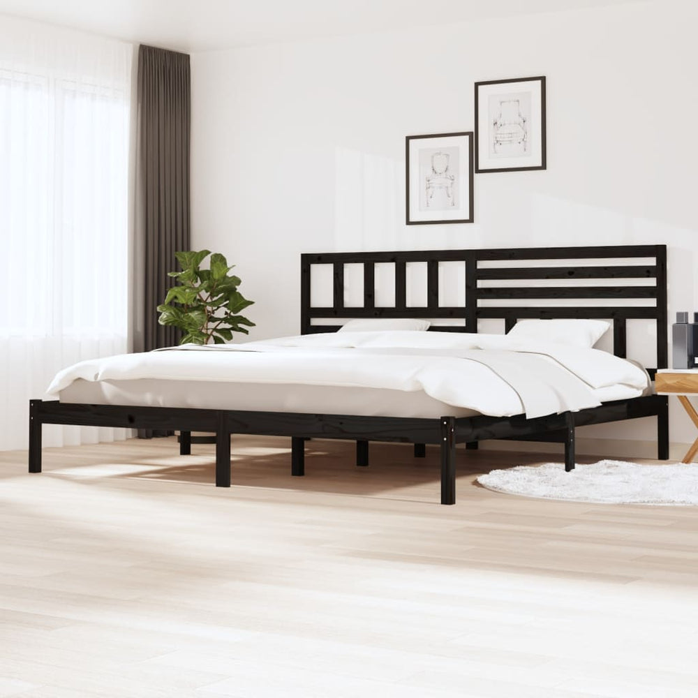 vidaXL Lit en bois massif noir pin 200x200 cm