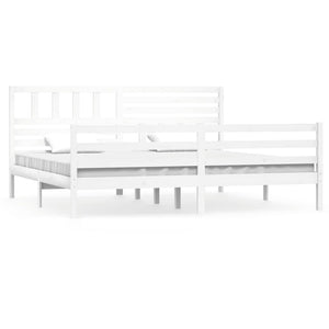 vidaXL Lit en bois massif blanc 200x200 cm