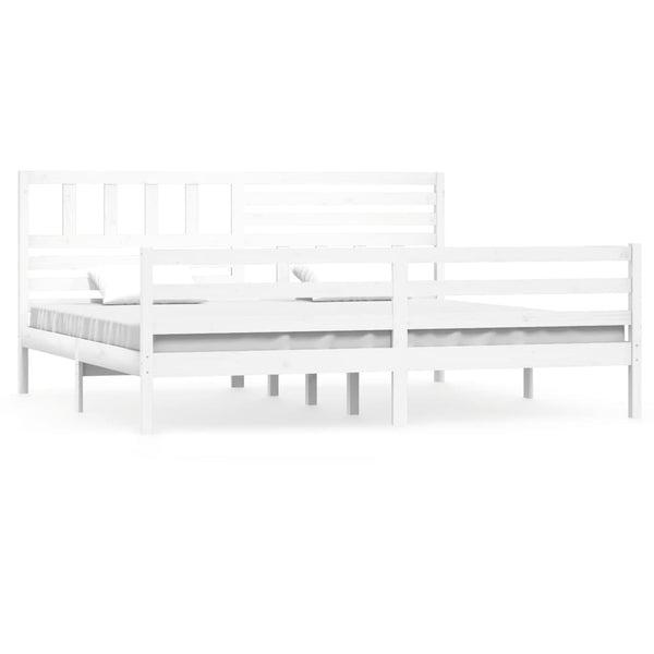 vidaXL Lit en bois massif blanc 200x200 cm