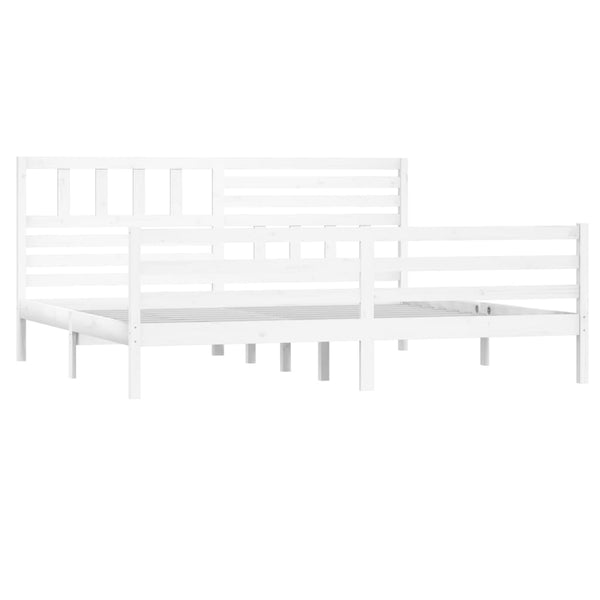 vidaXL Lit en bois massif blanc 200x200 cm