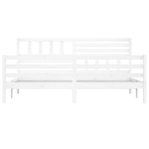 vidaXL Lit en bois massif blanc 200x200 cm