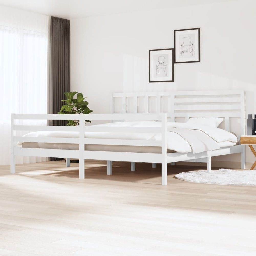 vidaXL Lit en bois massif blanc 200x200 cm