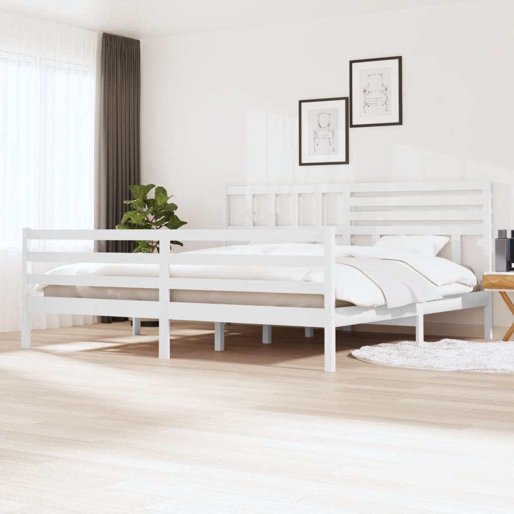 vidaXL Lit en bois massif blanc 200x200 cm