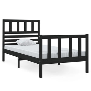 vidaXL Lit en bois massif noir 75x190 cm