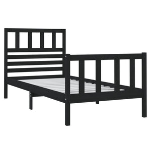 vidaXL Lit en bois massif noir 75x190 cm