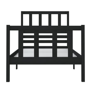 vidaXL Lit en bois massif noir 75x190 cm
