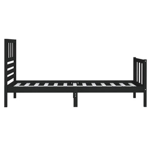 vidaXL Lit en bois massif noir 75x190 cm