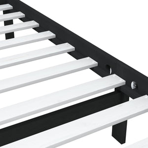 vidaXL Lit en bois massif noir 75x190 cm
