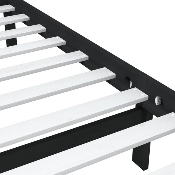 vidaXL Lit en bois massif noir 75x190 cm