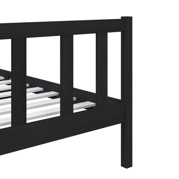 vidaXL Lit en bois massif noir 75x190 cm