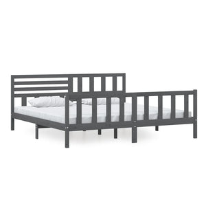 vidaXL Lit en bois massif gris 200x200 cm