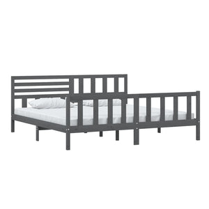 vidaXL Lit en bois massif gris 200x200 cm