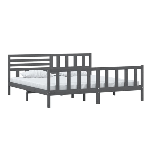 vidaXL Lit en bois massif gris 200x200 cm