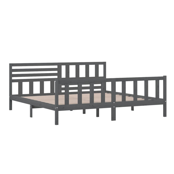 vidaXL Lit en bois massif gris 200x200 cm