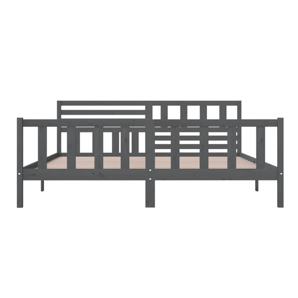 vidaXL Lit en bois massif gris 200x200 cm