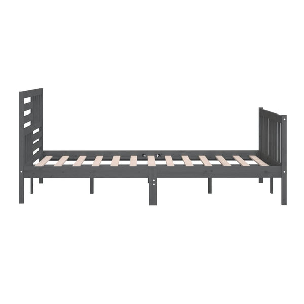 vidaXL Lit en bois massif gris 200x200 cm