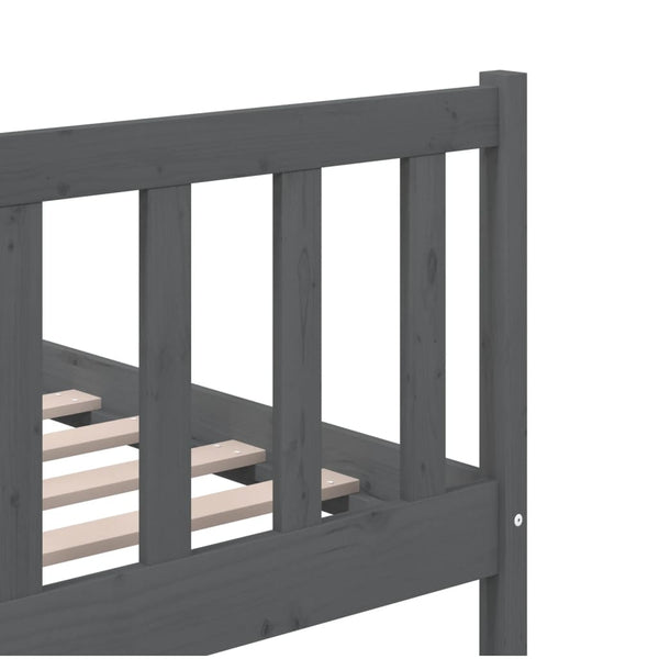 vidaXL Lit en bois massif gris 200x200 cm
