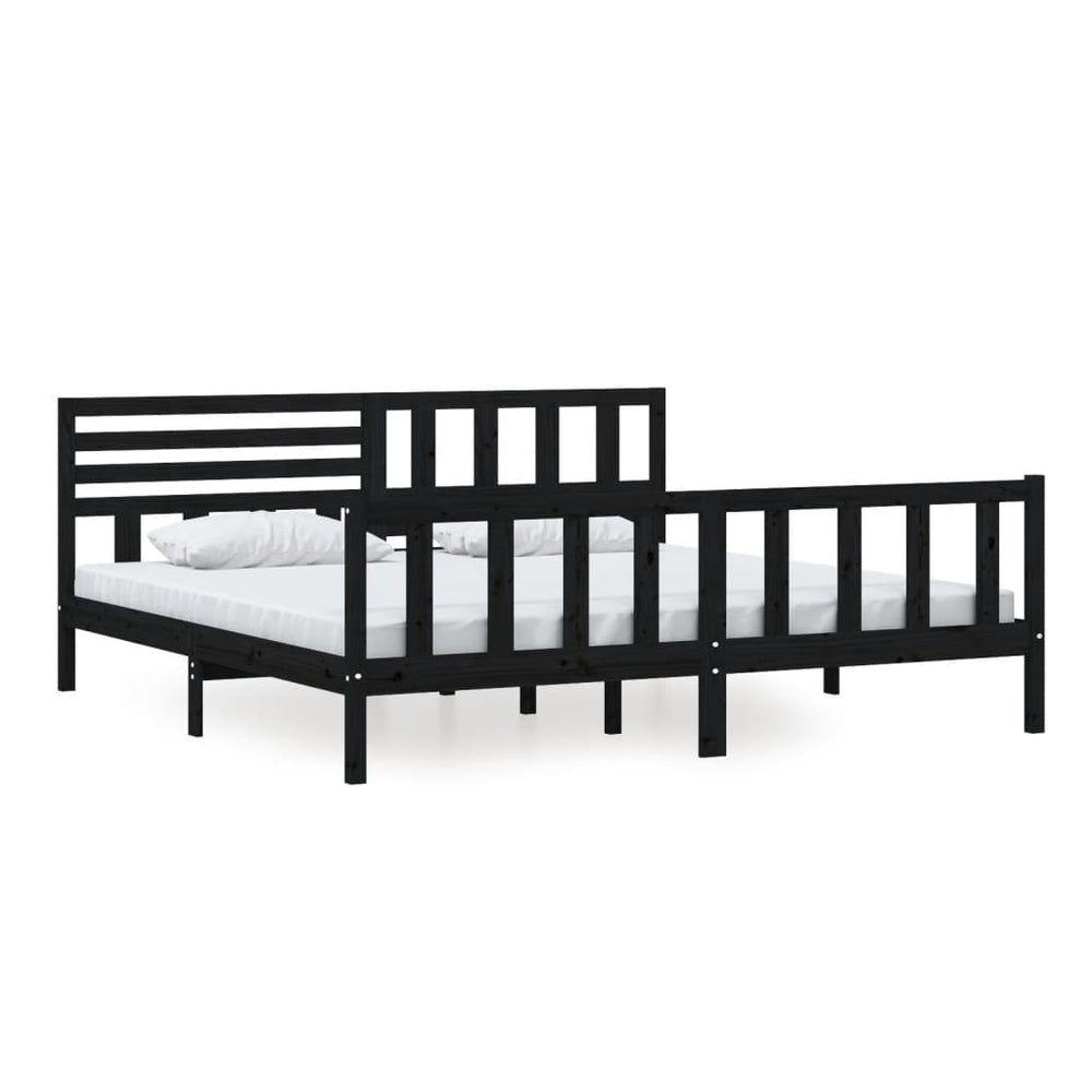 vidaXL Lit en bois massif noir 200x200 cm