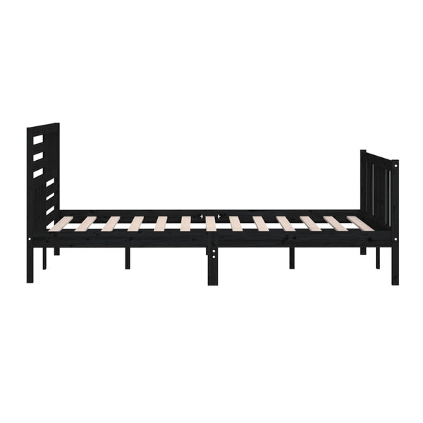 Massivholzbett Schwarz 200x200 cm