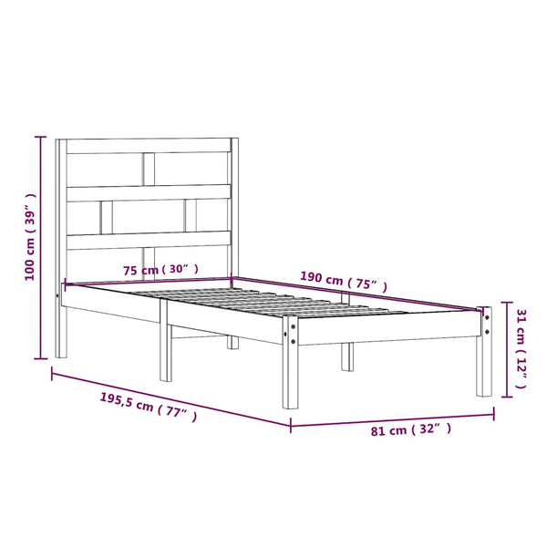Massivholzbett 75x190 cm