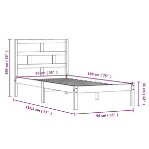 vidaXL Lit en bois massif 90x190 cm