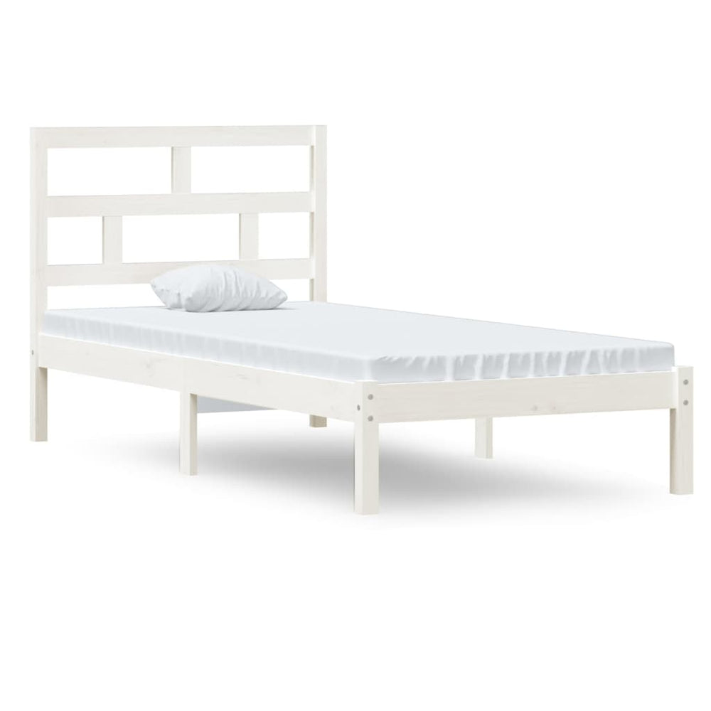 vidaXL Lit en bois massif blanc 90x190 cm