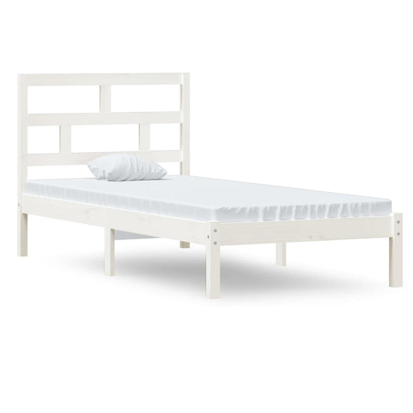 vidaXL Lit en bois massif blanc 90x190 cm
