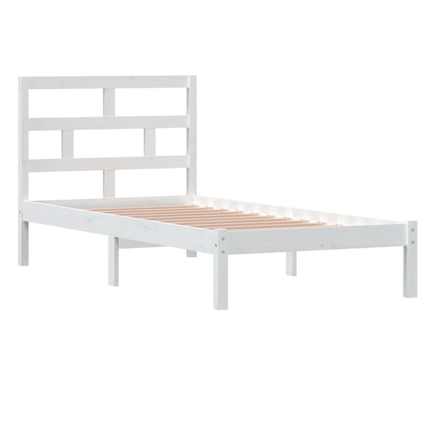 vidaXL Lit en bois massif blanc 90x190 cm