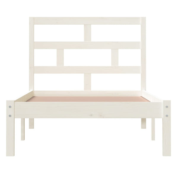 vidaXL Lit en bois massif blanc 90x190 cm