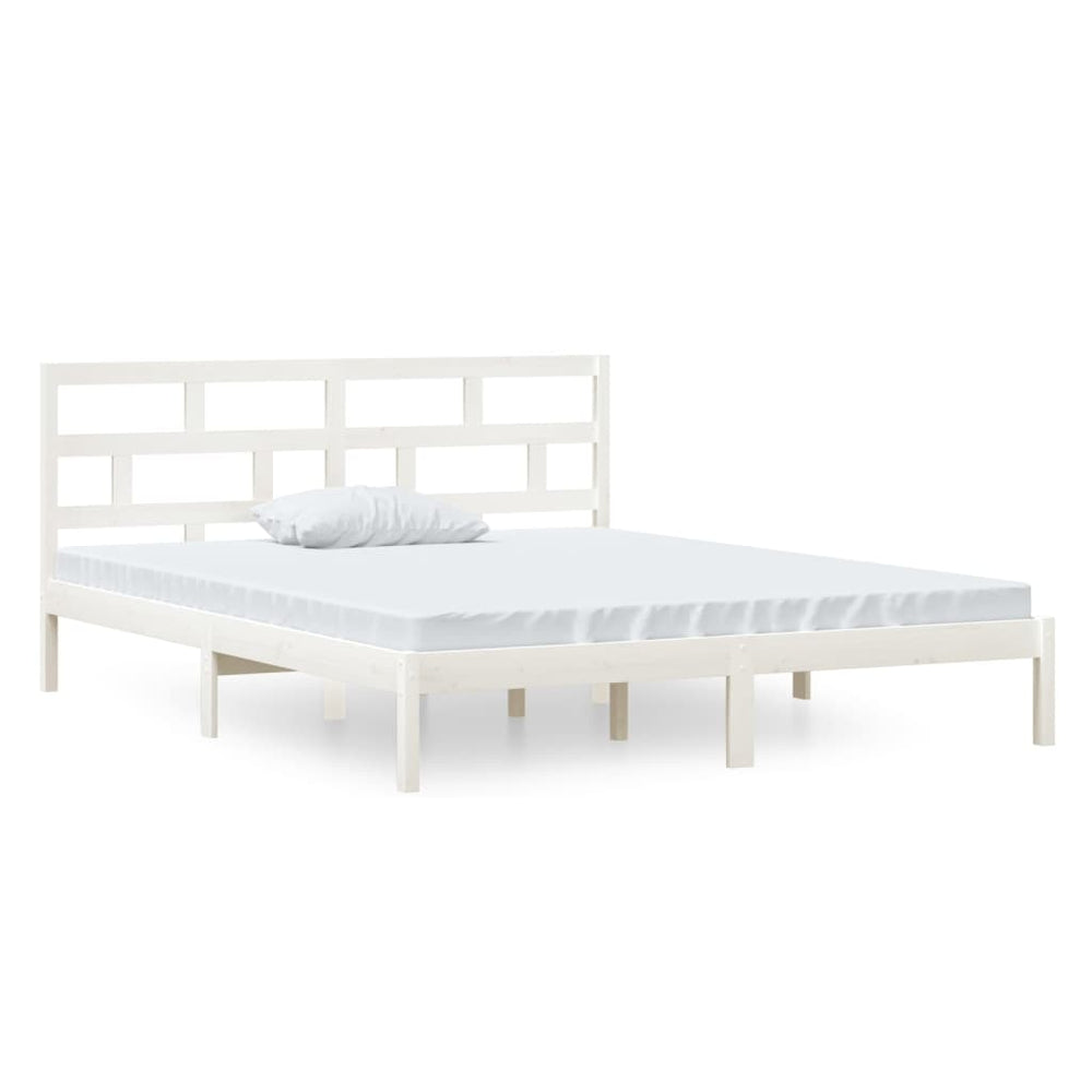 vidaXL Lit en bois massif blanc 120x190 cm