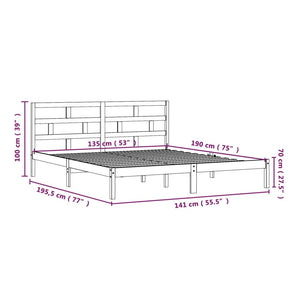 vidaXL Lit en bois massif 135x190 cm