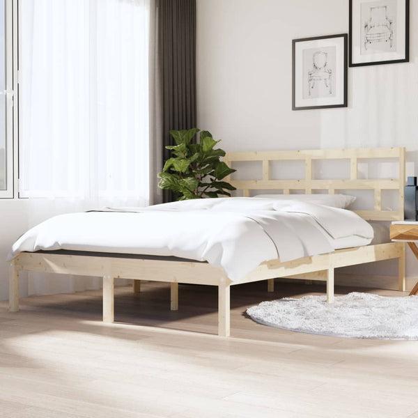 vidaXL Lit en bois massif 135x190 cm