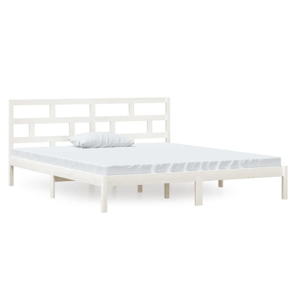 vidaXL Lit en bois massif blanc 135x190 cm