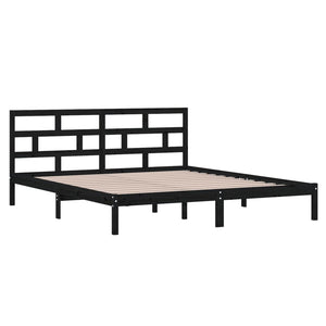 vidaXL Lit en bois massif Noir 135 x 190 cm
