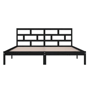 vidaXL Lit en bois massif Noir 135 x 190 cm