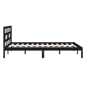 vidaXL Lit en bois massif Noir 135 x 190 cm