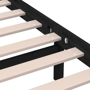 vidaXL Lit en bois massif Noir 135 x 190 cm