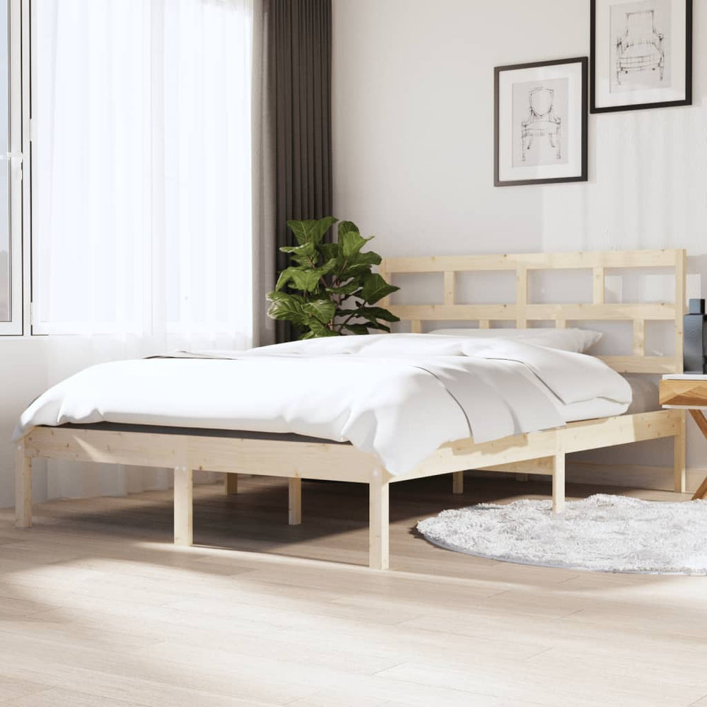 vidaXL Lit en bois massif pin 140x190 cm