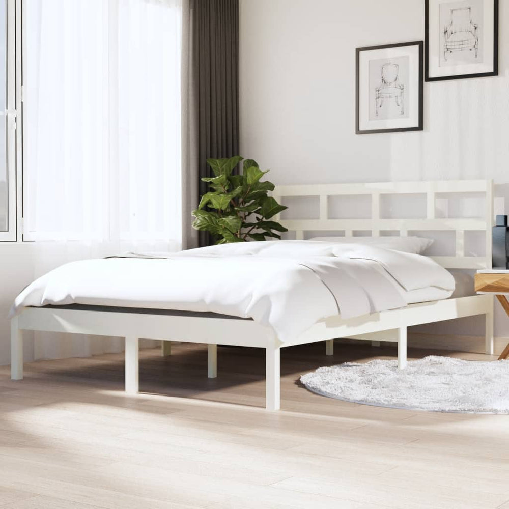 vidaXL Lit en bois massif blanc pin 140x190 cm