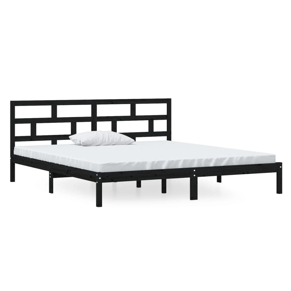 vidaXL Lit en bois massif noir pin 140x190 cm