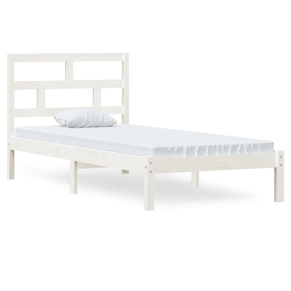 vidaXL Lit en bois massif blanc pin 90x200 cm