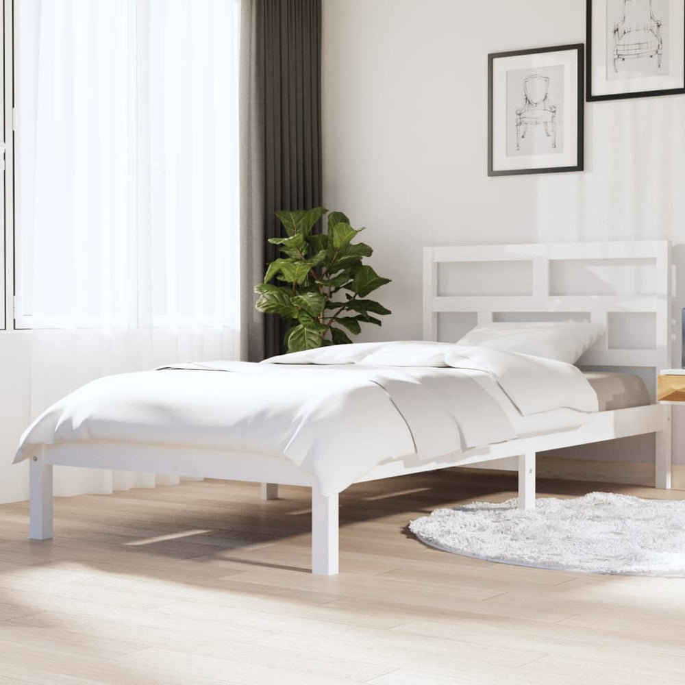 vidaXL Lit en bois massif blanc pin 90x200 cm