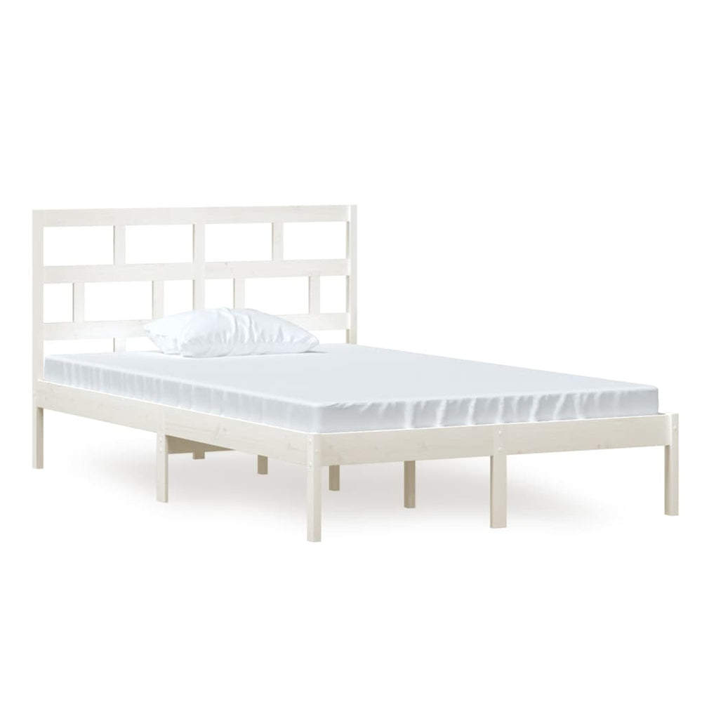 vidaXL Lit en bois massif sans matelas Blanc 120x200 cm