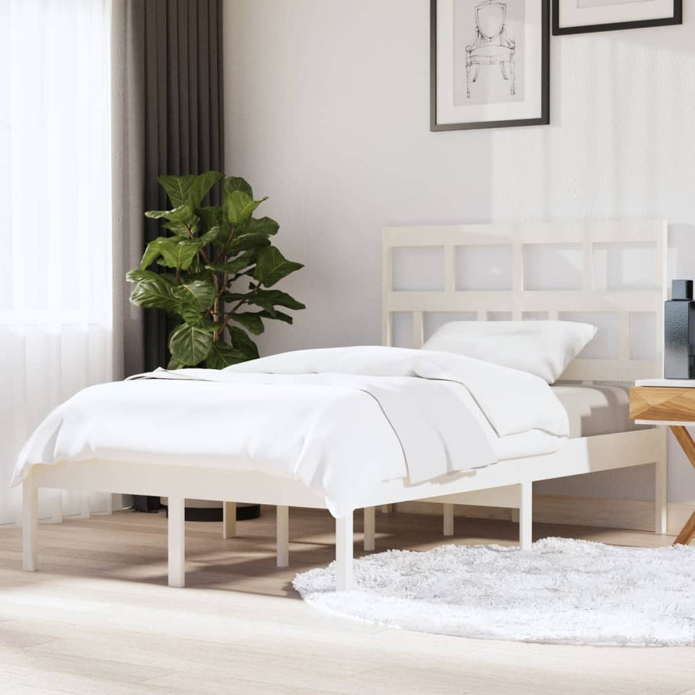 vidaXL Lit en bois massif sans matelas Blanc 120x200 cm