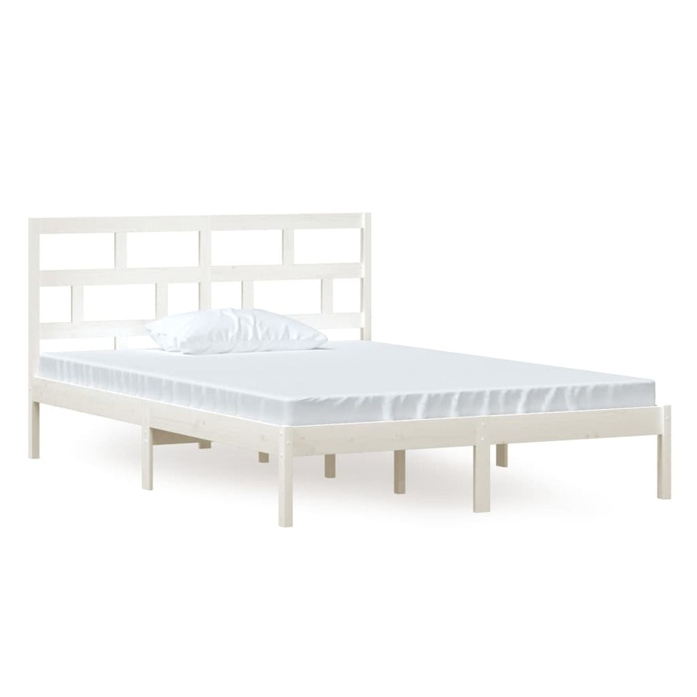 vidaXL Lit en bois massif blanc pin 140x200 cm