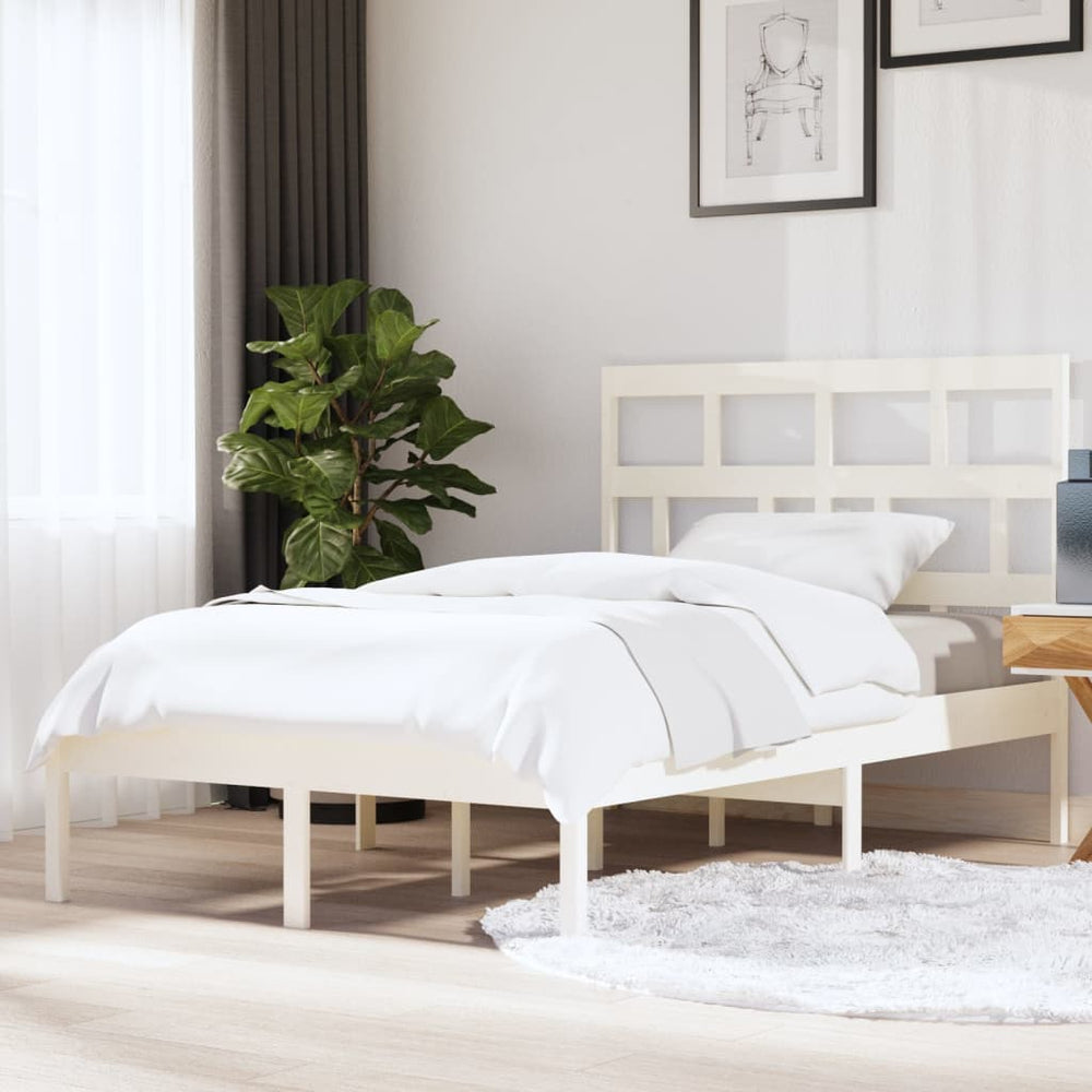 vidaXL Lit en bois massif blanc pin 140x200 cm