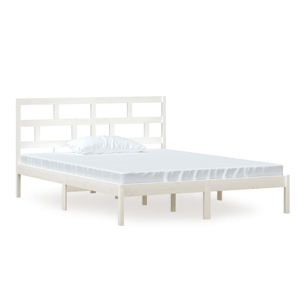 vidaXL Lit en bois massif blanc 150x200 cm