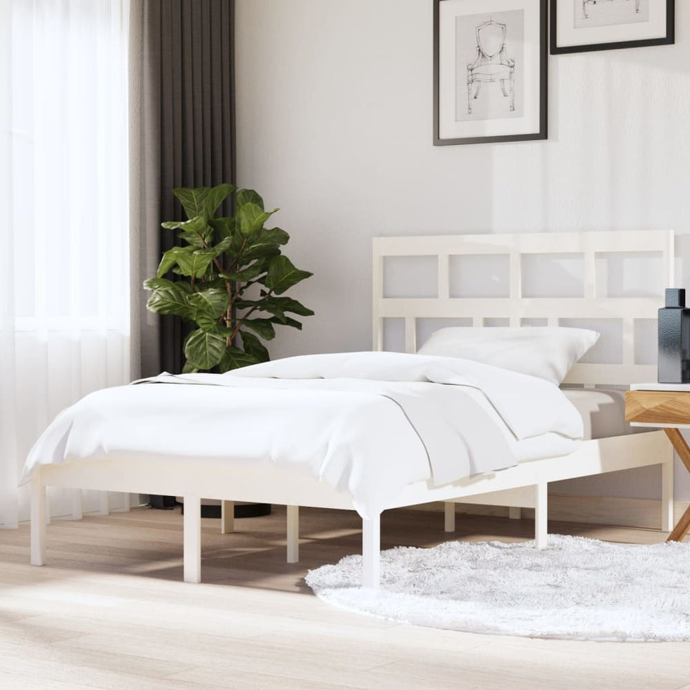 vidaXL Lit en bois massif blanc 150x200 cm