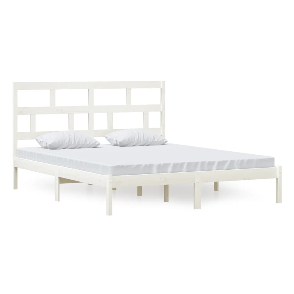 vidaXL Lit en bois massif blanc pin 160x200 cm